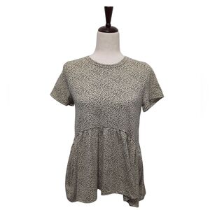 Gaze Baby Doll Top Cream And Black Leopard Print Top Empire Waist Sz Small